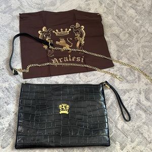Made in ITALY, Pratesi Croc pouch with chain straps.